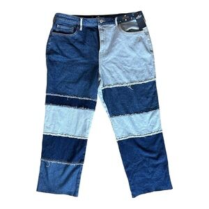 Hollister Ultra High Rise Vintage Straight Jeans Women's W33xL25 Blue Patchwork